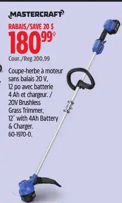Canadian Tire MASTERCRAFT 20V Brushless Grass Trimmer offer