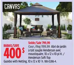Canadian Tire Henderson Soft-Top Gazebo with Netting, 10 x 12 x 10´ h offer