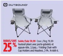 Canadian Tire Folding Chair with Cup Holders and Headrest, 2-Pk offer