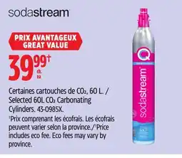 Canadian Tire Sodastream Selected 60L CO2 Carbonating Cylinders offer