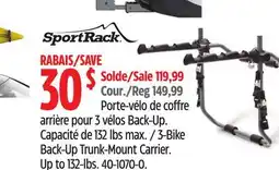 Canadian Tire SportRack 3-Bike Back-Up Trunk-Mount Carrier. Up to 132-lbs offer