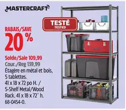 Canadian Tire MASTERCRAFT 5-Shelf Metal/Wood Rack. 41 x 18 x 72˝ h offer