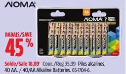 Canadian Tire 40/AA Alkaline Batteries offer