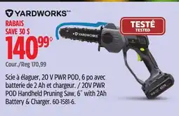 Canadian Tire Yardworks 20V PWR POD Handheld Pruning Saw, 6 with Battery & Charger offer