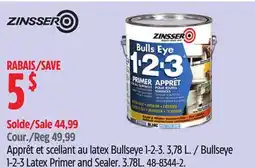 Canadian Tire Zinsser Bullseye 1-2-3 Latex Primer and Sealer. 3.78L offer