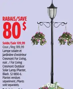 Canadian Tire Lampe solaire et jardinière d'extérieur Cresmont For Living, noir offer