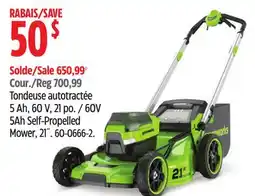 Canadian Tire 60V 5Ah Self-Propelled Mower, 21˝ offer