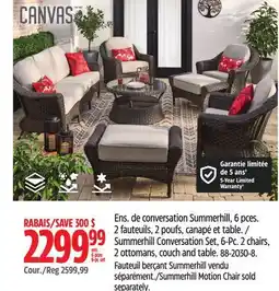 Canadian Tire CANVAS Summerhill Conversation Set, 6-Pc. 2 chairs, 2 ottomans, couch and table offer