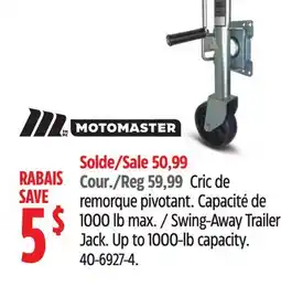 Canadian Tire MOTOMASTER Swing-Away Trailer Jack offer