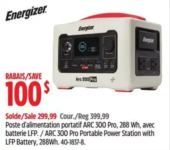 Canadian Tire Energizer ARC 300 Pro Portable Power Station offer