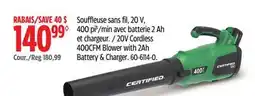 Canadian Tire 20V Cordless 400CFM Blower with 2Ah Battery & Charger offer
