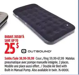 Canadian Tire Double Air Bed with Built-In Manual Pump offer