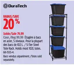 Canadian Tire Duratech 5-Tier Steel Tote Rack offer