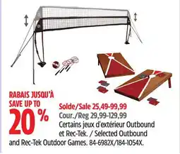 Canadian Tire Selected Outbound and Rec-Tek Outdoor Games offer