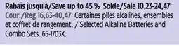 Canadian Tire Selected Alkaline Batteries and Combo Sets offer