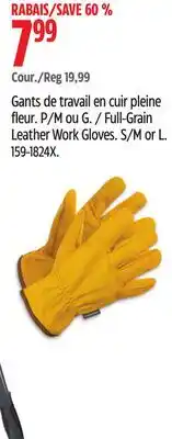 Canadian Tire Full-Grain Leather Work Gloves offer