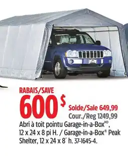 Canadian Tire Garage-in-a-Box Peak Shelter, 12 x 24 x 8´ h offer