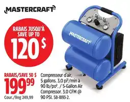 Canadian Tire Mastercraft Compresseur d'air, 5 gallons. 3,0 pi³/min à 90 lb/po² offer