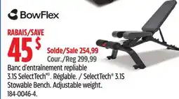 Canadian Tire BowFlex SelectTech 3.1S Stowable Bench. Adjustable weight offer