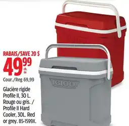 Canadian Tire Glacière rigide Profile II, 30 L. Rouge ou gris offer