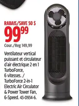 Canadian Tire TurboForce 2-in-1 Electric Air Circulator & Power Tower Fan offer