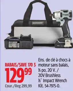 Canadian Tire MAXIMUM 20V Brushless 1⁄2˝ Impact Wrench Kit offer