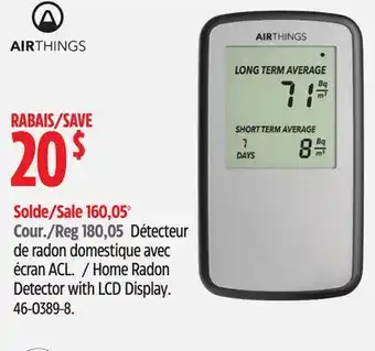 Canadian Tire Airthings Home Radon Detector with LCD Display offer