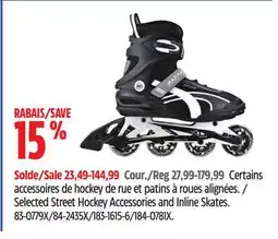 Canadian Tire Selected Street Hockey Accessories and Inline Skates offer