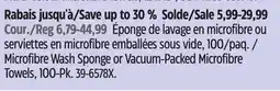 Canadian Tire Microfibre Wash Sponge or Vacuum-Packed Microfibre Towels, 100-Pk offer