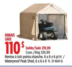 Canadian Tire Waterproof Peak Shed offer