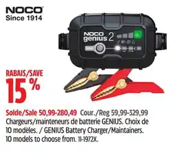 Canadian Tire GENIUS Battery Charger/Maintainers offer