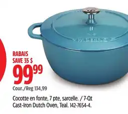Canadian Tire 7-Qt Cast-Iron Dutch Oven, Teal offer