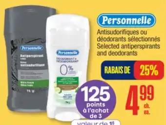 Jean Coutu PERSONNELLE Selected antiperspirants and deodorants offer