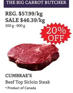 The Big Carrot CUMBRAE'S Beef Top Sirloin Steak offer