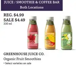 The Big Carrot GREENHOUSE JUICE CO. Organic Fruit Smoothies offer