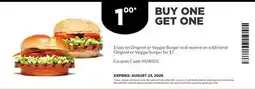 Harvey’s Original or Veggie burger offer