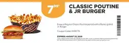 Harvey’s CLASSIC POUTINE & JR BURGER offer