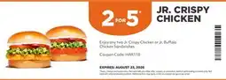 Harvey’s JR. CRISPY CHICKEN offer