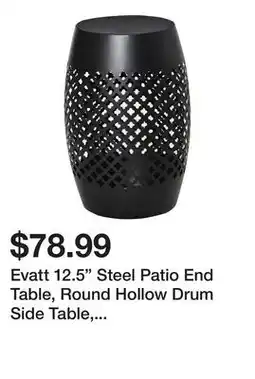 Wayfair Evatt 12.5 Steel Patio End Table, Round Hollow Drum Side Table, Accent Table for Indoor and Outdoor offer