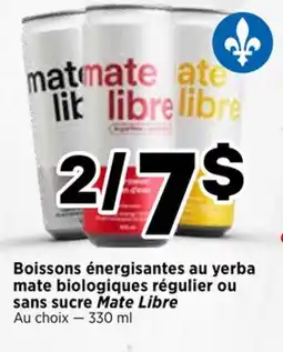 Val-Mont Boissons énergisantes au yerba mate biologiques régulier ou sans sucre Mate Libre offer