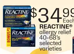 Fortinos REACTINE ALLERGY RELIEF, 40-68'S offer