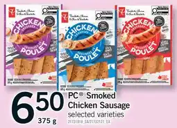 Fortinos PC SMOKED CHICKEN SAUSAGE offer