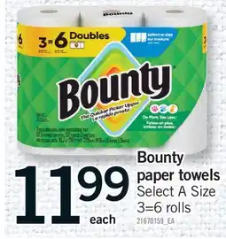 Fortinos BOUNTY PAPER TOWELS, 3=6 rolls offer