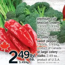 Fortinos PREMIUM CUT BROCCOLI CROWNS OR MEXICO OR RUSTICO RED OR LARGE CELERY STALKS offer
