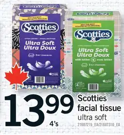 Fortinos SCOTTIES FACIAL TISSUE ULTRA SOFT, 4's offer