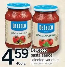 Fortinos DECECCO PASTA SAUCE offer