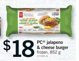 Fortinos PC JALAPEÑO & CHEESE BURGER offer