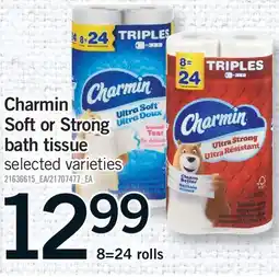 Fortinos CHARMIN SOFT OR STRONG BATH TISSUE, 8=24 rolls offer