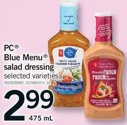 Fortinos PC BLUE MENU SALAD DRESSING offer