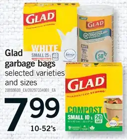 Fortinos GLAD GARBAGE BAGS, 10-52'S offer